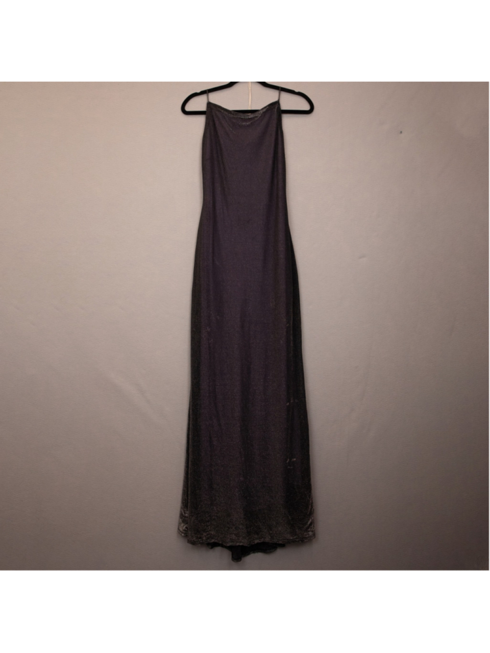 Y2K A.B.S. Evening black purple shimmery backless long formal gown-S
